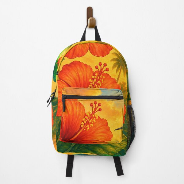 Item preview, Zinzi the Hummingbird | Tropical Sunset Hibiscus Caribbean Art designed and sold by Vero De.