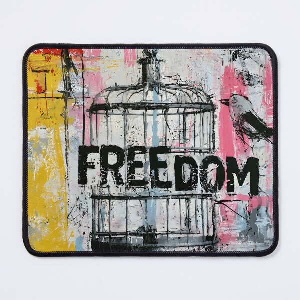 Item preview, Freedom Beyond the Cage - Bird Perched Beside a Symbol of Hope and New Beginnings designed and sold by OlfactoART Studio.