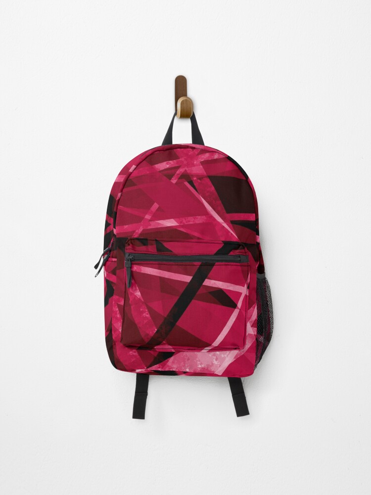 Thumbnail 1 of 3, Backpack, Dynamic Red Geometric Pattern designed and sold by Hitchen.
