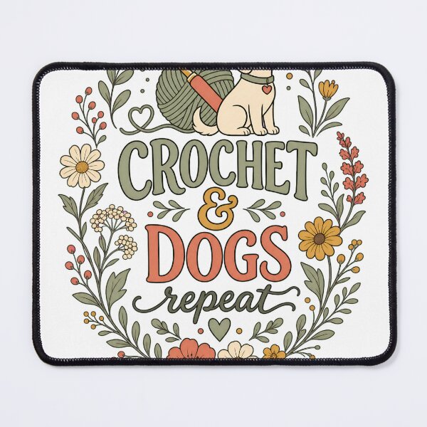 Item preview, Crochet and Dogs Repeat Floral Wreath Dog Mom designed and sold by arawaksupplyco.