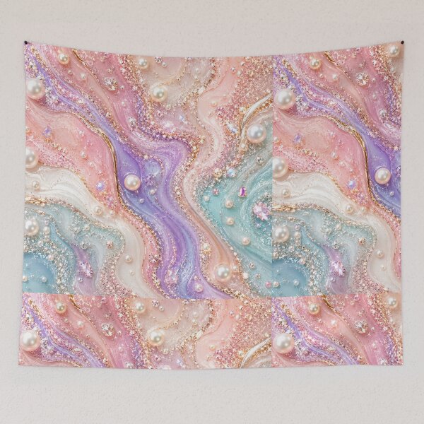 Item preview, Luxury Pearl & Crystal Fluid Art Marble designed and sold by Aramdesing.