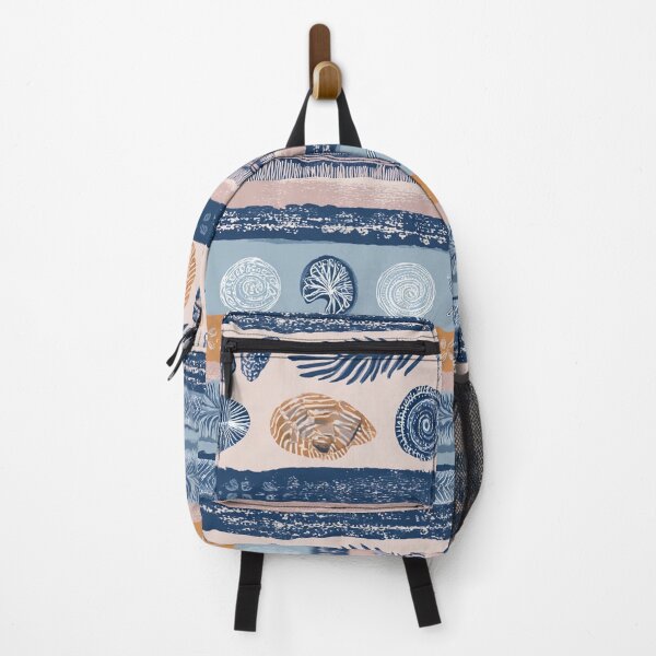 Item preview, Coastal Grandmother Block Print Stripe Seashells Starfish Navy designed and sold by Patterns & Love .