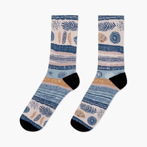 Item preview, Coastal Grandmother Block Print Stripe Seashells Starfish Navy designed and sold by Patterns & Love .