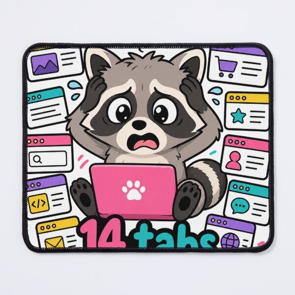 Item preview, 14 Tabs No Plan Raccoon - Neurospicy ADHD & Introvert Humor Sticker designed and sold by VisualArtsOasis.