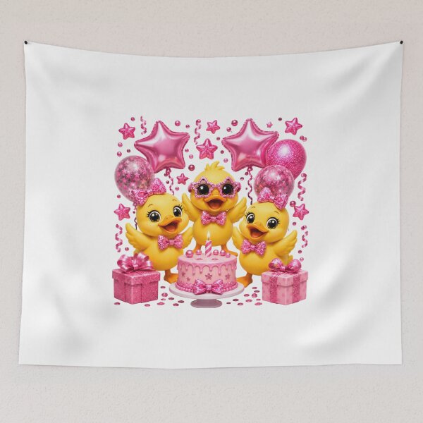Item preview, Cute Pink Ducklings Birthday Party Cake & Balloons Kawaii Celebration Design designed and sold by Celebrate & Sparkle.