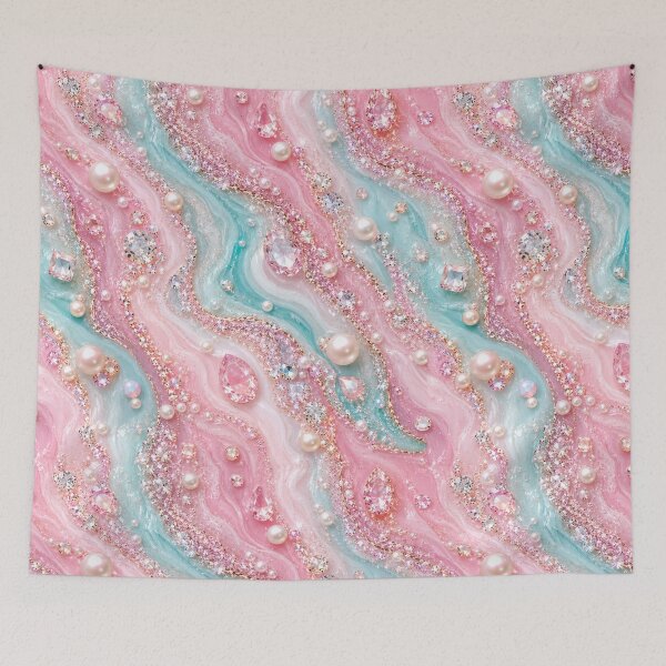Item preview, Luxury Pearl & Crystal Fluid Art Marble designed and sold by Aramdesing.
