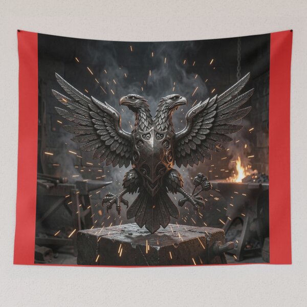 Item preview, Forged Iron Double-Headed Eagle Ancient Symbol Canvas Print designed and sold by TaBogroupsRed.
