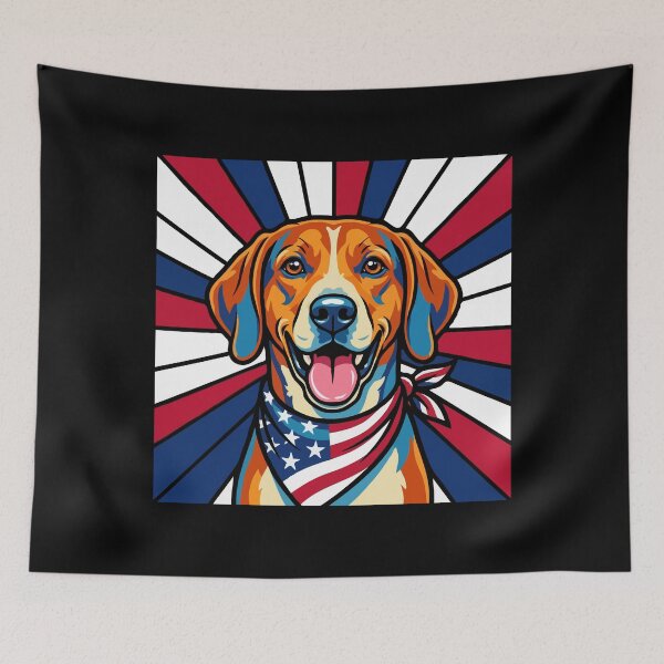 Item preview, American Foxhound 4th of July Dog – Patriotic USA Puppy Gift designed and sold by The Real Life Symphony.