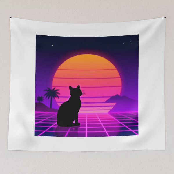 Item preview, Synthwave Cat Sunset designed and sold by GenAnArt.