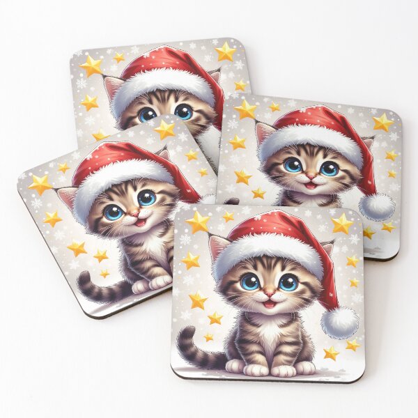 Item preview, Smiling Christmas Kitten Santa Hat  designed and sold by Cute Animals And Royal Art.