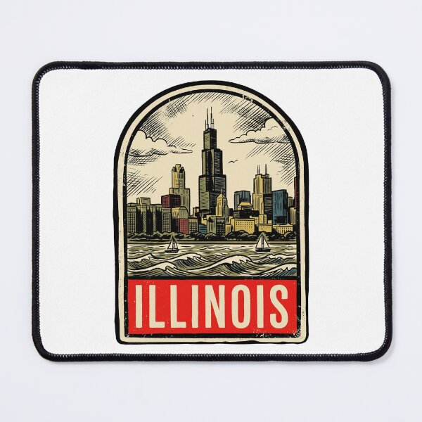 Item preview, Retro Illinois Chicago Skyline Vintage Travel Badge Design designed and sold by Paper Drip.