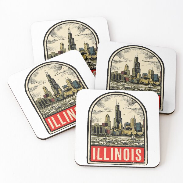 Item preview, Retro Illinois Chicago Skyline Vintage Travel Badge Design designed and sold by Paper Drip.