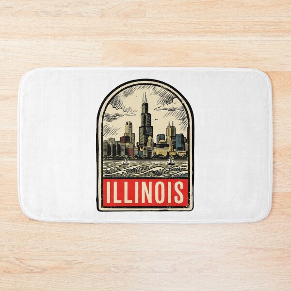 Item preview, Retro Illinois Chicago Skyline Vintage Travel Badge Design designed and sold by Paper Drip.