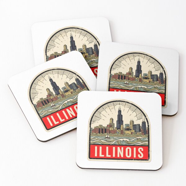 Item preview, Retro Illinois Chicago Skyline Vintage Travel Badge Design designed and sold by Paper Drip.