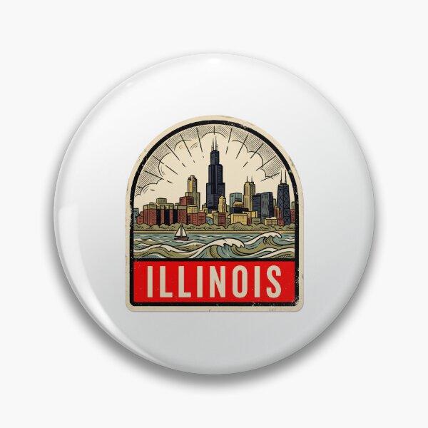 Item preview, Retro Illinois Chicago Skyline Vintage Travel Badge Design designed and sold by Paper Drip.
