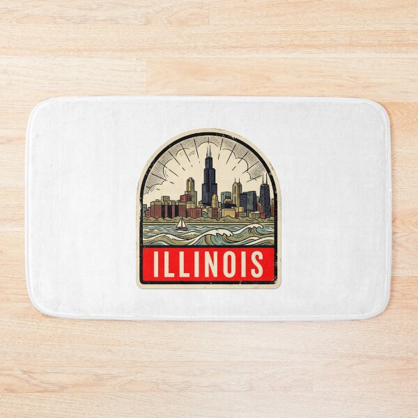 Item preview, Retro Illinois Chicago Skyline Vintage Travel Badge Design designed and sold by Paper Drip.
