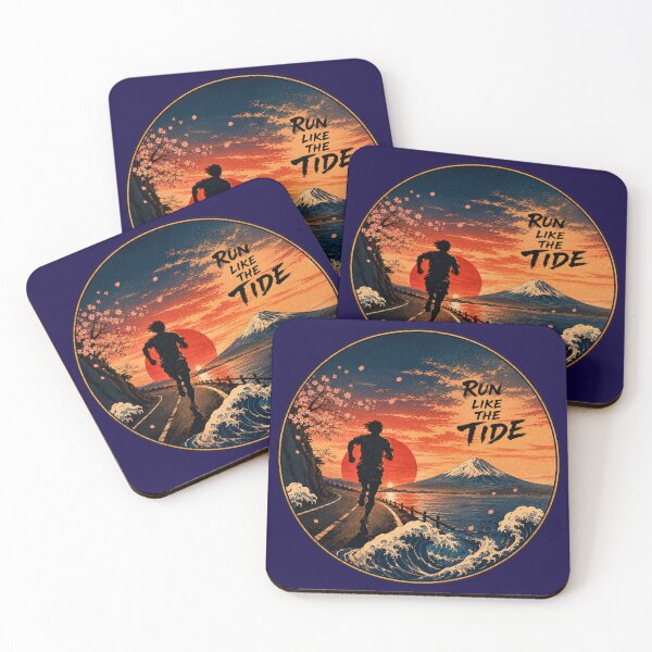 Item preview, Run Like The Tide Japanese Ukiyo-e Running Sticker/T-Shirt Art designed and sold by Locker39.
