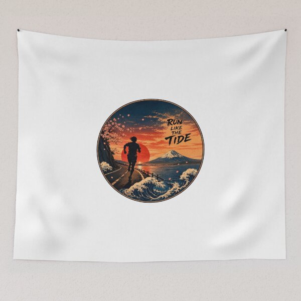 Item preview, Run Like The Tide Japanese Ukiyo-e Running Sticker/T-Shirt Art designed and sold by Locker39.