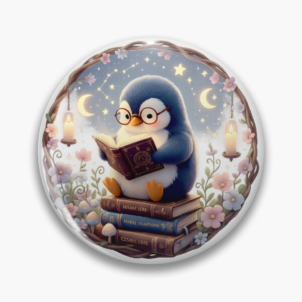 Item preview, Moonlit Book Lover Penguin | Magical Cottagecore Reading Penguin designed and sold by Clothes With Smiling Animals Walt Gral.