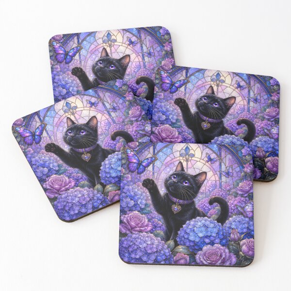 Item preview, Black Cat Dreamy Garden Soft Purple Blue designed and sold by scicilysimonee.