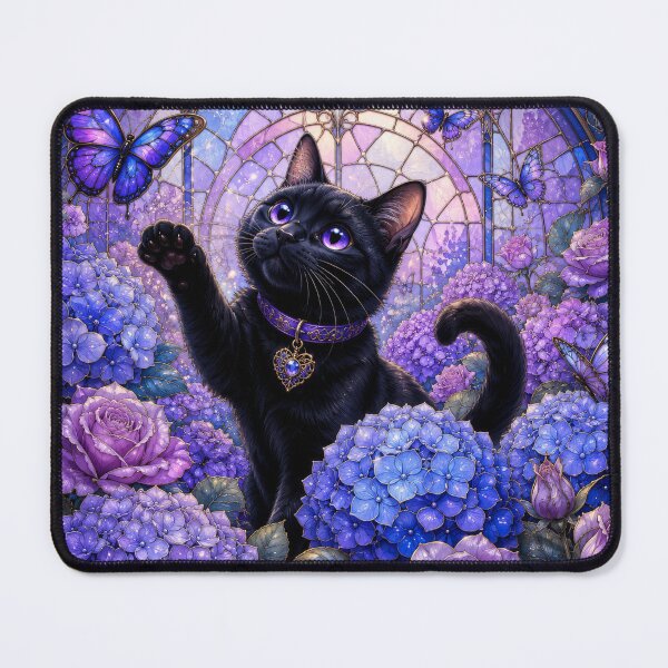 Item preview, Black Cat Dreamy Garden Soft Purple Blue designed and sold by scicilysimonee.