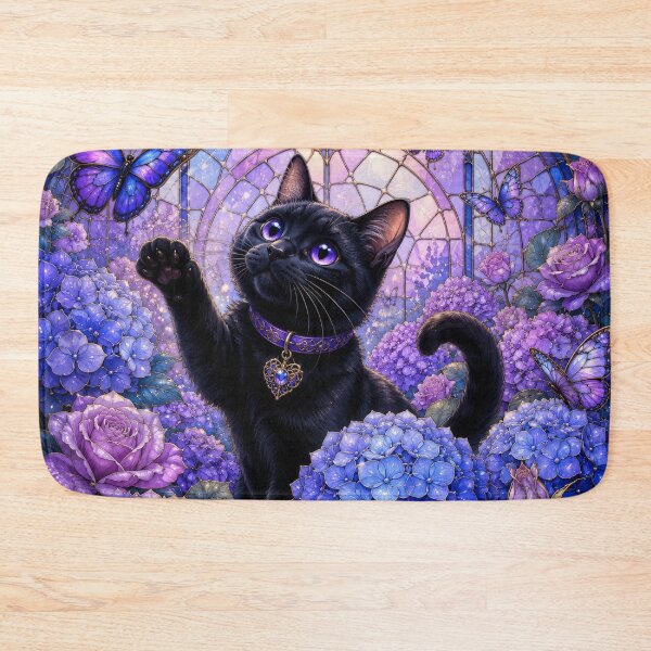 Item preview, Black Cat Dreamy Garden Soft Purple Blue designed and sold by scicilysimonee.