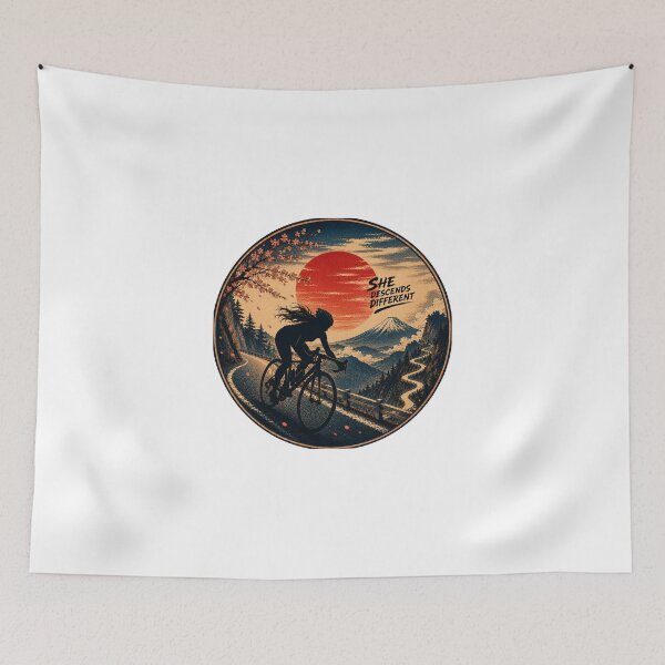 Item preview, She Descends Different Japanese Ukiyo-e Cycling Sticker/T-Shirt Art designed and sold by Locker39.