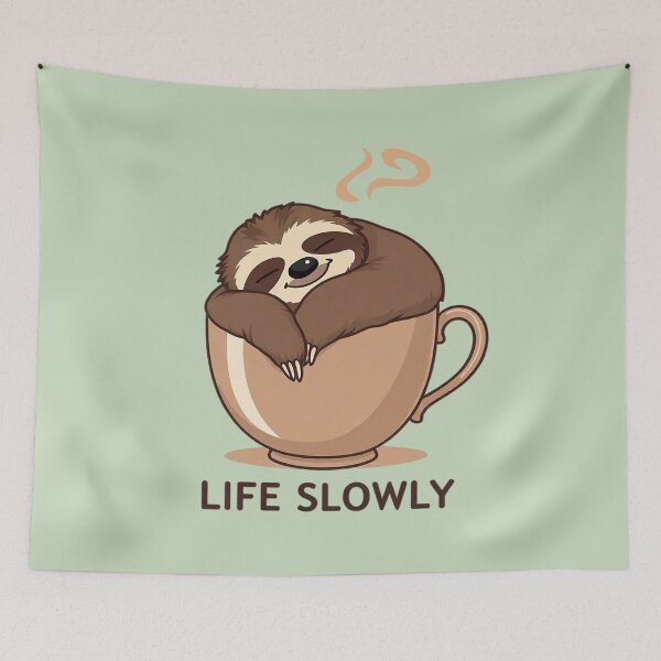 Item preview, Life Slowly: Cozy Sloth Coffee Vibes. designed and sold by Endless7Art.