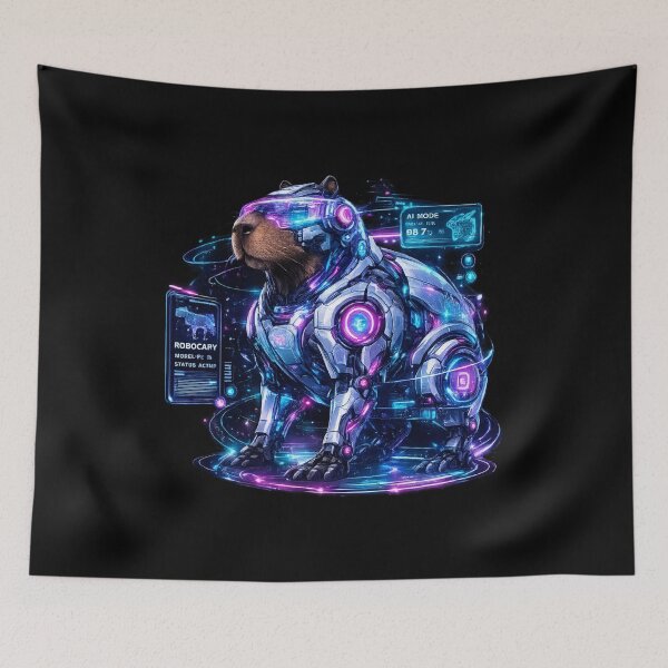 Item preview, Cyber Capybara 2099 Future AI Vibes designed and sold by NovaMoodCo.
