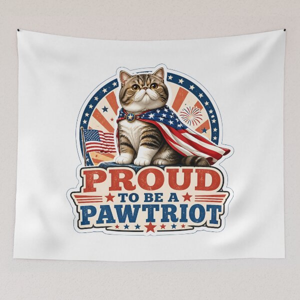 Item preview, Proud To Be A Pawtriot Exotic shorthair Cat – Patriotic 4th of July USA Cat Lover Gift designed and sold by Bettybee00.
