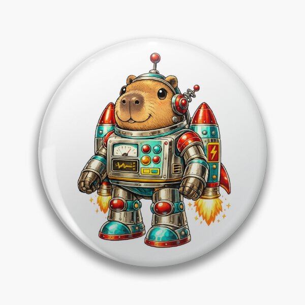 Item preview, Retro Robot Capybara Vintage Sci Fi Fun designed and sold by NovaMoodCo.