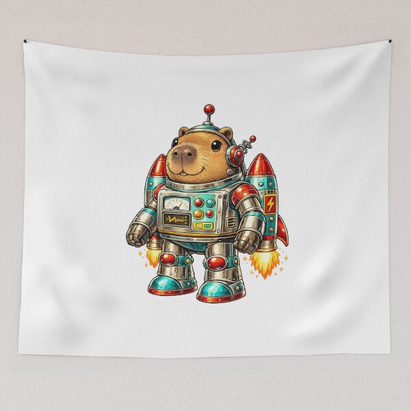 Item preview, Retro Robot Capybara Vintage Sci Fi Fun designed and sold by NovaMoodCo.
