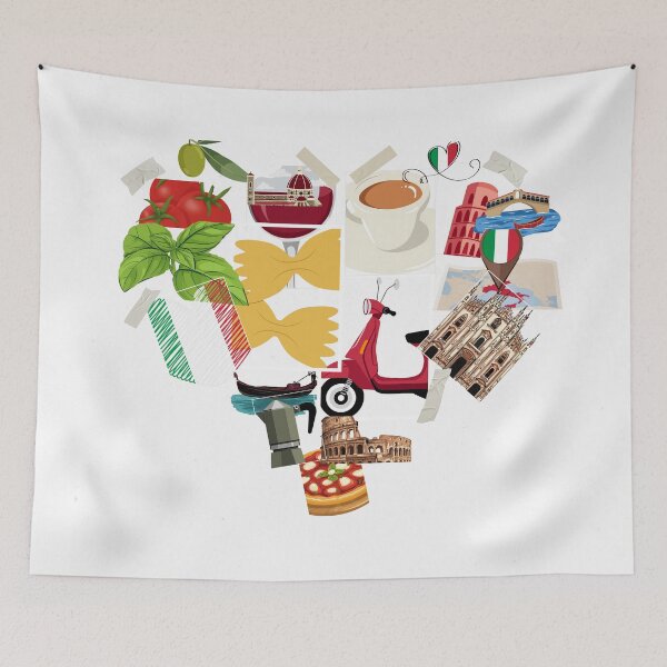 Item preview, Made in Italy Cute Heart Collage - Italian Food Vespa and Landmarks Travel Souvenir designed and sold by MedusaGialla.