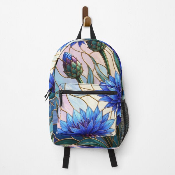 Item preview, Blue Cornflower Stained Glass Art - Botanical Vitrage Floral Design designed and sold by Exquisite Design Studio „Paculówka”.