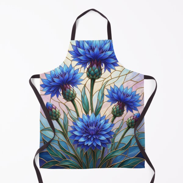 Item preview, Blue Cornflower Stained Glass Art - Botanical Vitrage Floral Design designed and sold by Exquisite Design Studio „Paculówka”.