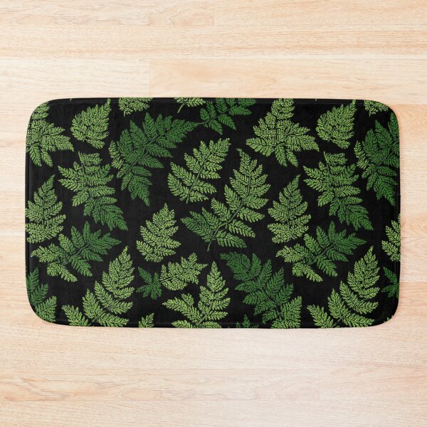 Item preview, Lush Green Ferns on Black Moody Botanical Forest Leaves Pattern designed and sold by Patterns & Love .