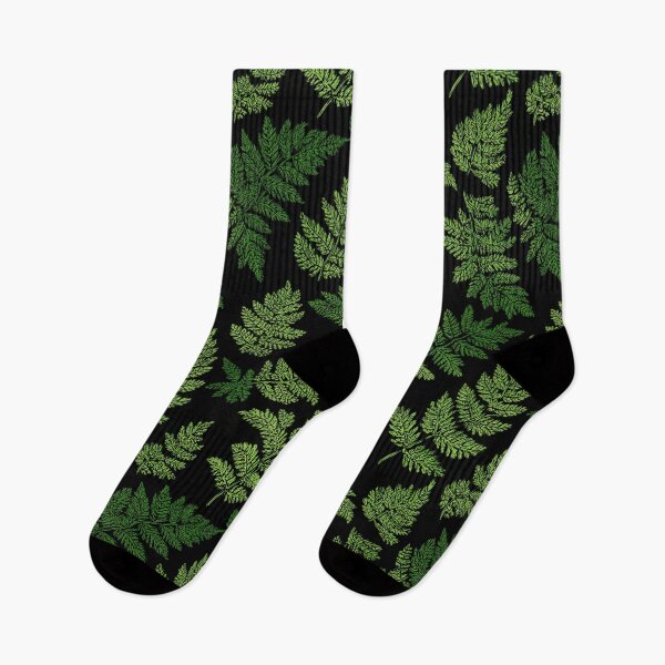 Item preview, Lush Green Ferns on Black Moody Botanical Forest Leaves Pattern designed and sold by Patterns & Love .