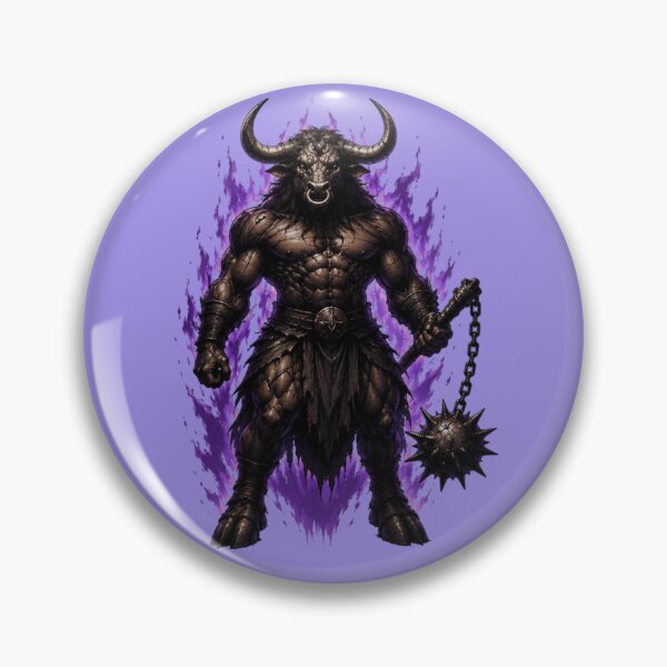 Item preview, Dark Minotaur Warrior – Infernal Beast with Purple Flames Fantasy Art designed and sold by RAYBIL.