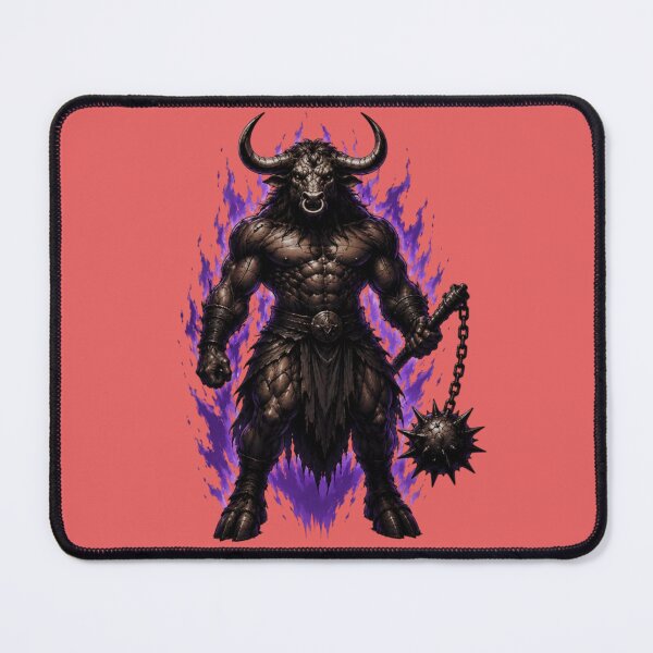 Item preview, Dark Minotaur Warrior – Infernal Beast with Purple Flames Fantasy Art designed and sold by RAYBIL.