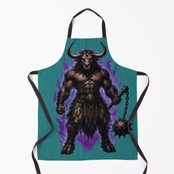 Item preview, Dark Minotaur Warrior – Infernal Beast with Purple Flames Fantasy Art designed and sold by RAYBIL.