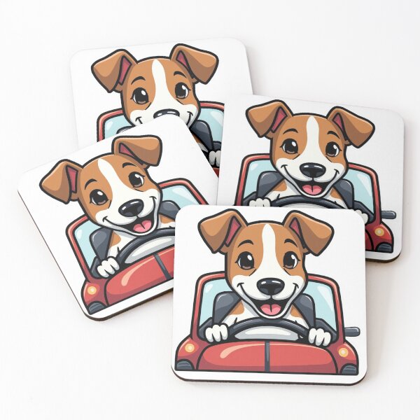 Item preview, Jack Russell Terrier driving red car designed and sold by Prints by Mat.