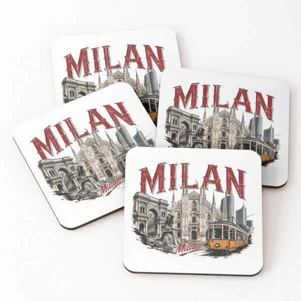 Item preview, Milan Italy Retro Collage – Duomo di Milano Vintage Tram Art designed and sold by Tee Visions.