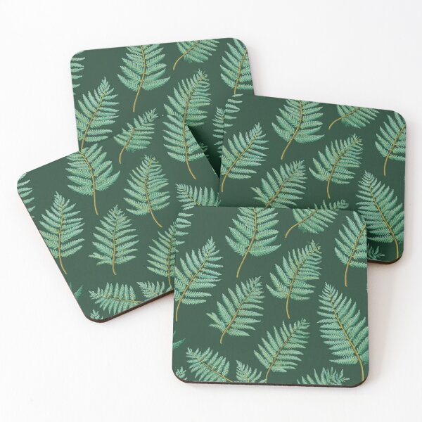 Item preview, Lush Green Ferns on Black Moody Botanical Forest Leaves Pattern designed and sold by Patterns & Love .