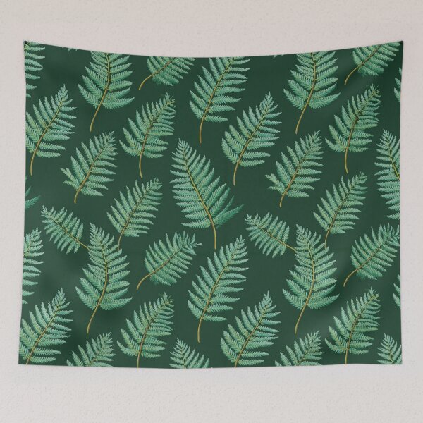 Item preview, Lush Green Ferns on Black Moody Botanical Forest Leaves Pattern designed and sold by Patterns & Love .
