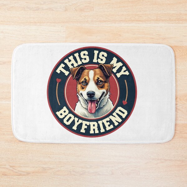 Item preview, Jack Russell Terrier in circular badge with This Is My Boyfriend text designed and sold by Prints by Mat.