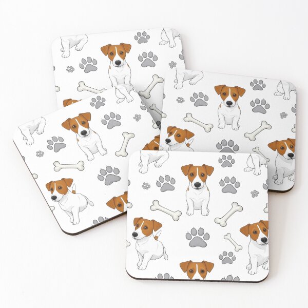 Item preview, Jack Russell Terrier pattern with bones and paw prints designed and sold by Prints by Mat.