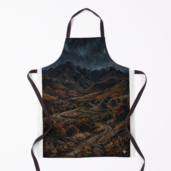 Item preview, RUSTIC VILLAGE IN THE MOUNTAINS UNDER THE STARRY SKY OIL PAINTING designed and sold by Curiosiart.