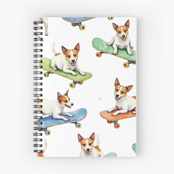Item preview, Jack Russell Terrier on skateboard watercolor pattern designed and sold by Prints by Mat.