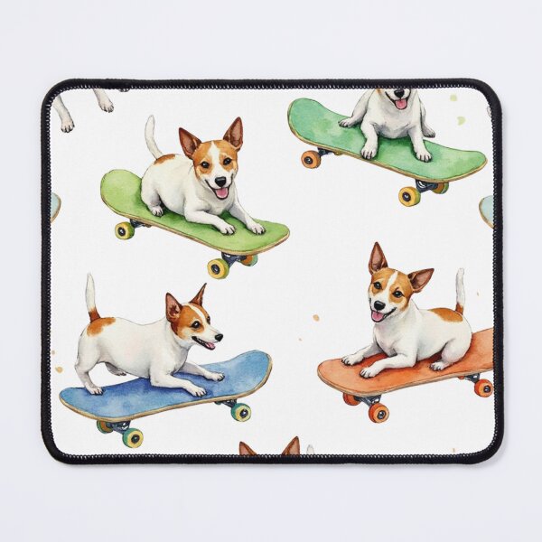 Item preview, Jack Russell Terrier on skateboard watercolor pattern designed and sold by Prints by Mat.
