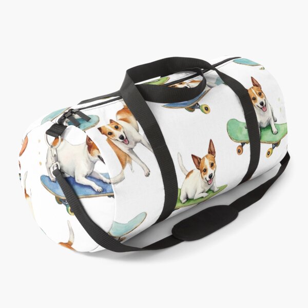 Item preview, Jack Russell Terrier on skateboard watercolor pattern designed and sold by Prints by Mat.